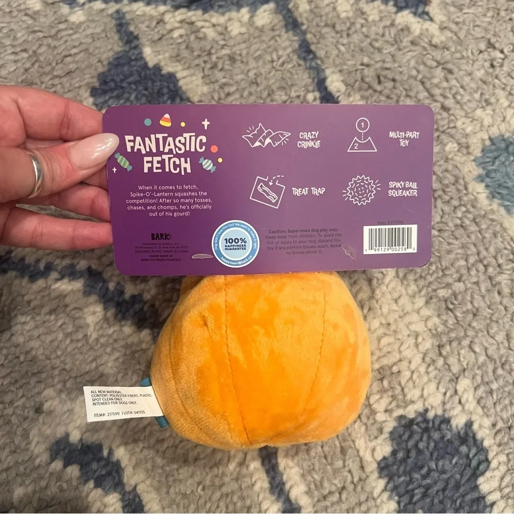 Bark Spike-O'-Lantern Dog Toy NWT